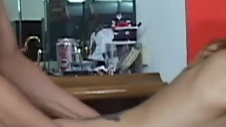 Naughty brunette teen swallows cum