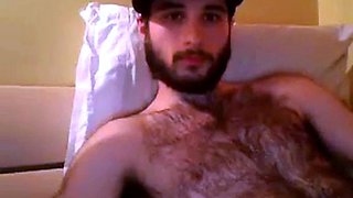 Hairy Stud Shoots Cum All Over Himself