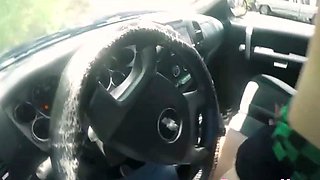 Car Blowjob and Cum Swallow With Mexican Stud