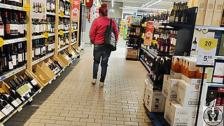Crazy Rebeca Addams in Jeans Buttcrack at the Supermarket