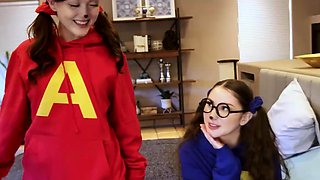 Besties spreading wide for candies in foursome