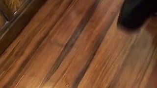 Chubby pawg masturbates by big ass mirror and gets a load of cum