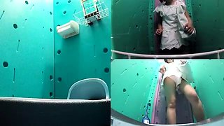 Lovely amateur Japanese teens caught peeing on hidden cam