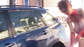 Outdoor sexy car wash with a big-boobed chick Merilyn Sakova
