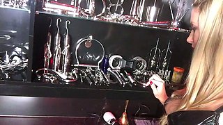 Busty blonde solo pussy toying