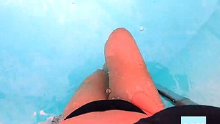 Public Pool Orgasm Teen Babe's Solo Webcam Show