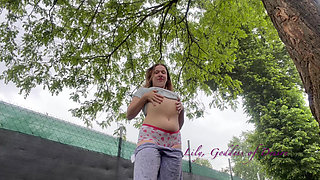 Crazy Shameless Girl Playing in the Rain