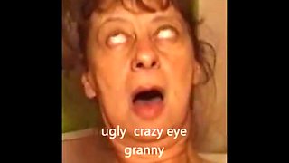 Crazy eye granny piss