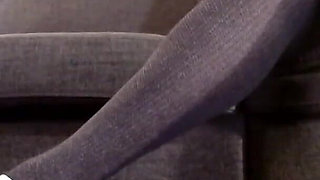 Pantyhose Crossed Legs White Stipper Heels Pumps