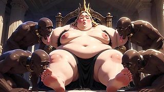 SSBBW Queen Body Worship - Slaves Licking Her Entire Body to Orgasm