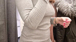 In the Fitting Room I Flash My Tits, the Curtain Is Open