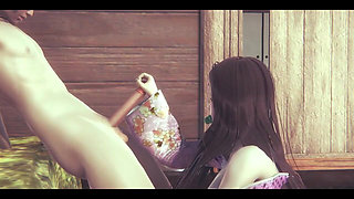 Demon Slayer Hentai - Nezuko Handjob and Anal - Japanese Asian Manga Anime Film Game Porn