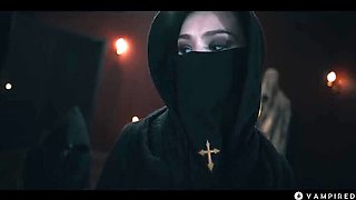 Lesbian Vampire Cosplay Sex - BDSM Leather Domination & Pussy Licking - Amirah Adara & Matty
