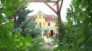 Blonde Babe Sucks Cock and Spreads Pussy in Workshop