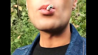 Smoking Cigarette, Moaning, Cumshot Outdoors