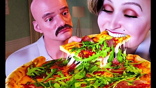 Chubby with Big Tits Love Pizza!