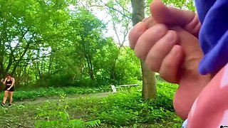 Big Tits Hentai Teen Handjob During Secret Forest Call
