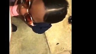 Public Blowjob on Black Tits