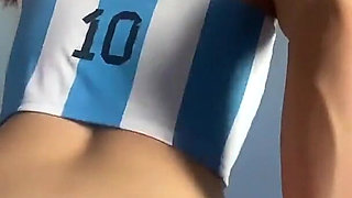 Young Woman Celebrates Argentina Reaching the 2026 World Cup Semifinals with Intense Sex