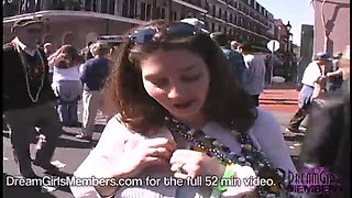 Hot College Girls Flash Their Natural Tits on Bourbon Street at Mardi Gras Party