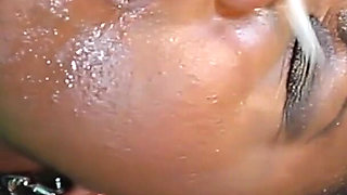 Ebony milf get mad when see gets a huge facial