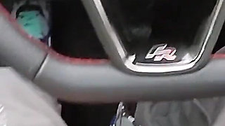 Handjob in the car on a very busy street o o huge risk